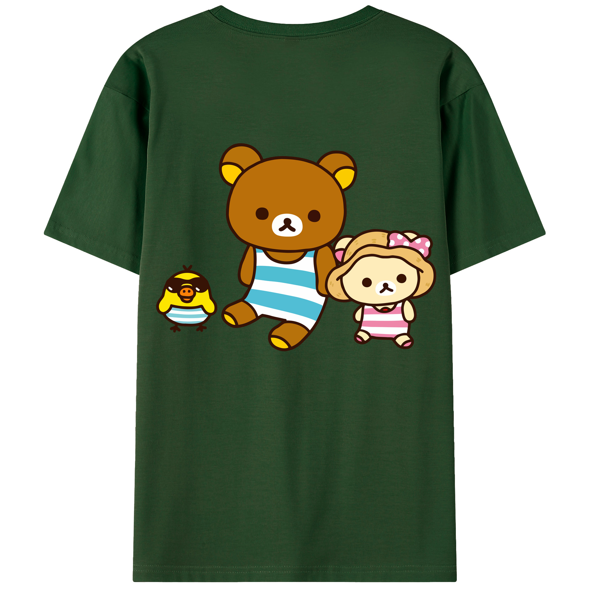 （画像用） リラックマ リラックマ キイロイトリ Rilakkuma Korilakkuma Kiiroitori 綿100％半袖Tシャツ（背面プリント）